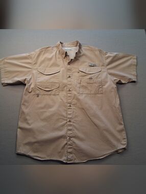 Columbia PFG Vented Men’s Short Sleeve Beige Fishing Shirt